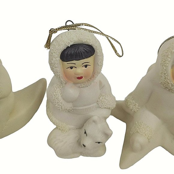 Christmas Ornaments Arctic Kids of Alaska Inuit Lot of 6 Winter White 3" - Picture 3 of 8